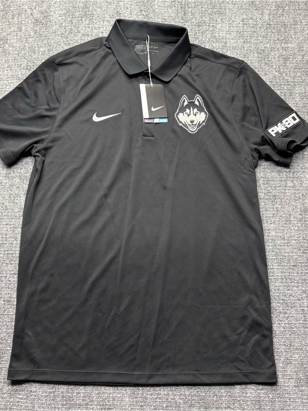 UConn Huskies Nike Dri-Fit Polo Mens Medium Black PK80 Standard Fit NEW